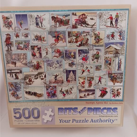 Bits and Pieces "Stamps Apres Ski" 500-Piece Winter Puzzle - Picture 1 of 2